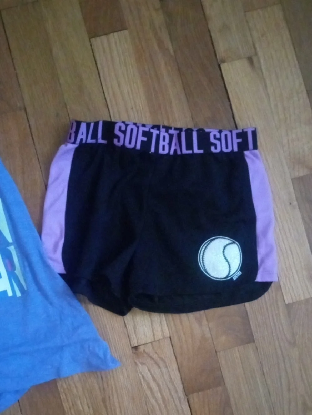 Girls Purple Graphic Hooded Tank & Black Softball graphic Shorts Set, medium